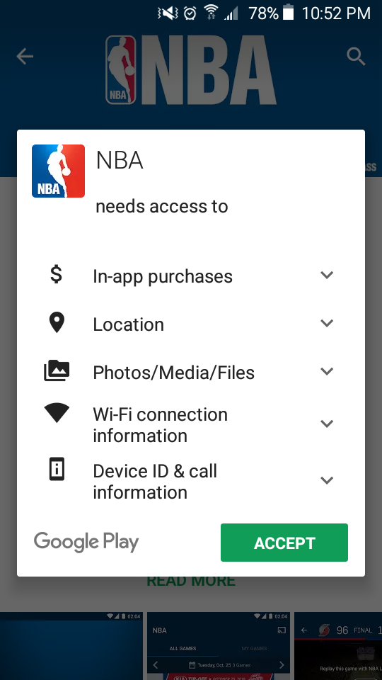 NBA League Pass-Android Privacy