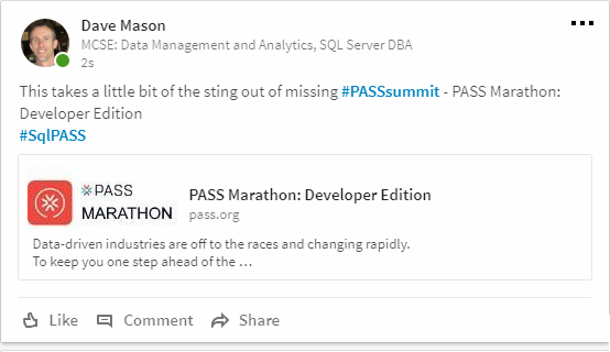 Dave Mason PASS.org LinkedIn