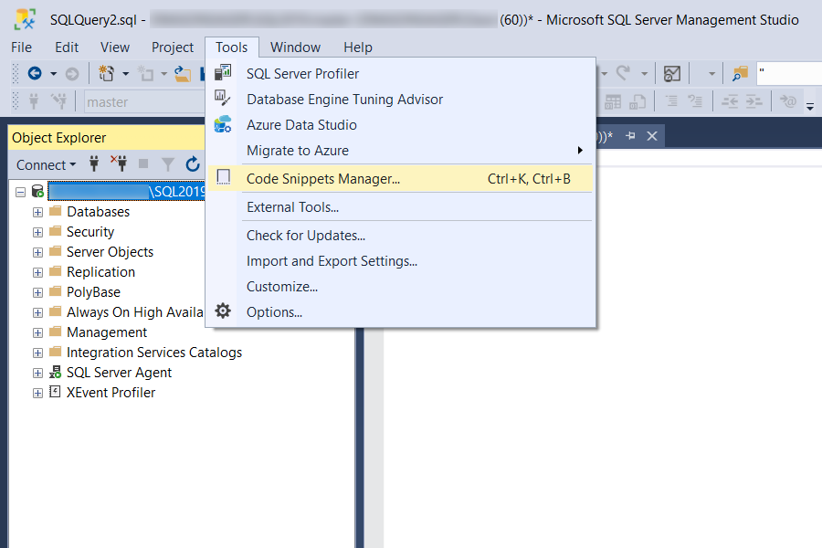 Dave Mason - SSMS Code Snippets Manager